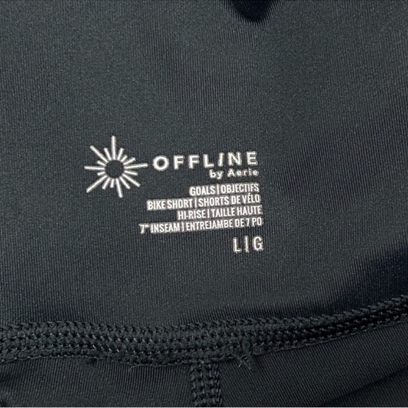 Aerie Offline High Rise 7” Black Bike Shorts Size Large EUC - Picture 4 of 6